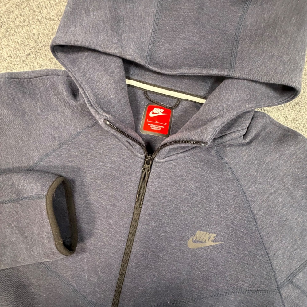 Nike Tech Fleece Full Zip Hoodie Mens Large Blue Heathered Jacket 0915